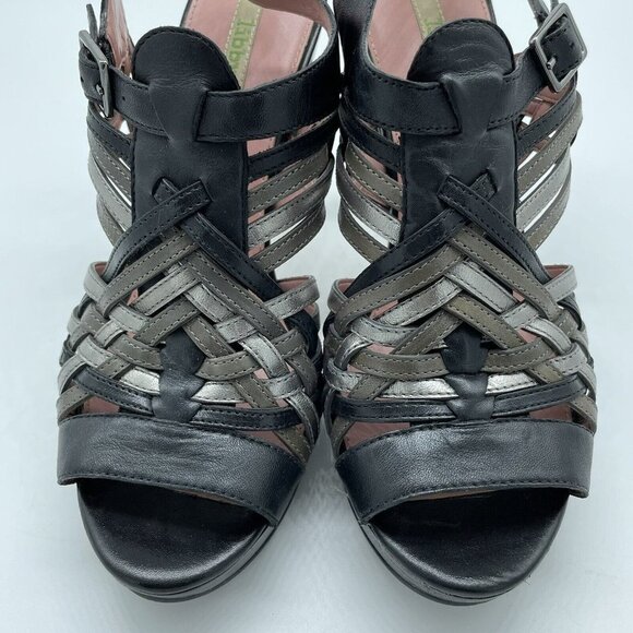 Libby Edelman Sabrina Sexy Crisscrossed Leather Open Toe High Heels Size 7 M - Picture 2 of 7